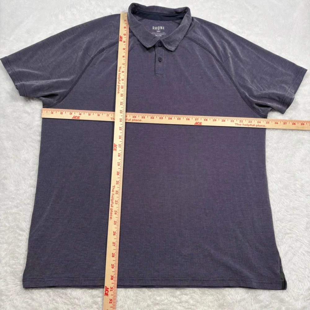 Rhone Delta Pique Polo Golf Shirt XL Navy Purple‎ Geometric Stripe Performance